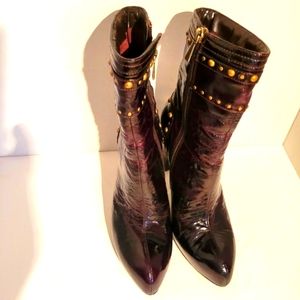 Linea Paolo Marcelo Chocolate Brown Boots With Gold Studs SZ51/2